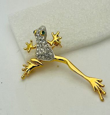 #ad Gold Crystal Frog Pin Brooch $9.99