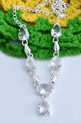 #ad White Topaz 925 Sterling Silver Gemstone Handmade Jewelry Necklace 17 18quot; $13.99