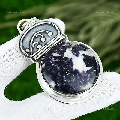 #ad Natural Tiffany Jasper Gemstone Pendant Purple 925 Sterling Silver Jewelry $13.50