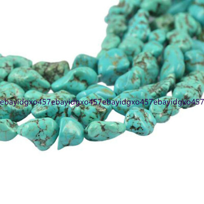 #ad Natural Turquoise 15x20MM 100% Real Gemstone Nugget Loose Bead Strand 14.5inches $7.45