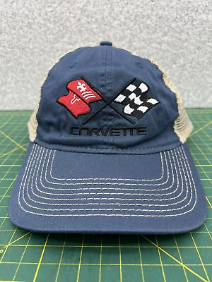 #ad Corvette C3 Embroidered Logo SnapBack Hat Cap Blue amp; Beige by The Game NWT $17.99