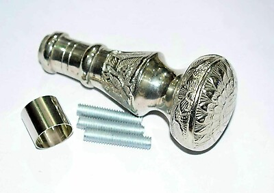 #ad Vintage Brass Chrome Engraved Knob Head Handle Only For Walking Stick Cane New $17.62