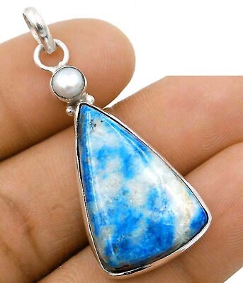 #ad Natural K2 Blue Azurite 925 Sterling Silver Pendant 1 1 2quot; Long NW7 7 $31.99