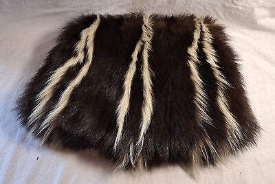 #ad Vintage Skunk Fur Muff XXL 1940s Beautiful Stripes $250.00