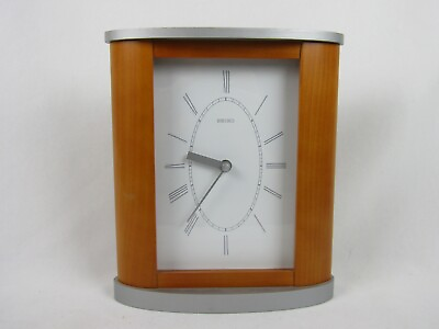 #ad Seiko Two Toned Wood Desk Mantle Clock Analog Battery Powered Quartz EUC $32.00