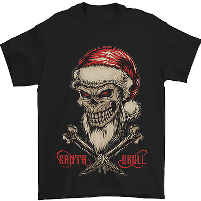 #ad Christmas Santa Skull Heavy Metal Biker Mens T Shirt 100% Cotton GBP 10.48