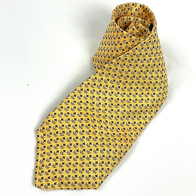 #ad Lauren Ralph Lauren Mens Yellow Anchor Print Tie 100% Silk Made in USA Necktie $24.99