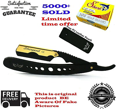 #ad #ad Professional Barber Hair Shaving Razor Straight Edge Folding Knife 100 Blades $10.49