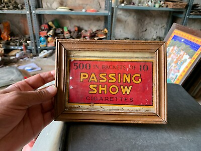 #ad Old Vintage Passing Show Cigarette Adv. Litho Tin Sign Board Framed Collectible $160.30