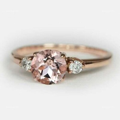 #ad Natural Morganite Gemstone Solitaire Ring Size 7 925 Sterling Silver For Girls $379.99