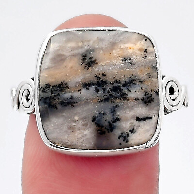 #ad Natural Russian Honey Dendrite Opal 925 Silver Ring s.8.5 Jewelry R 1315 $10.99