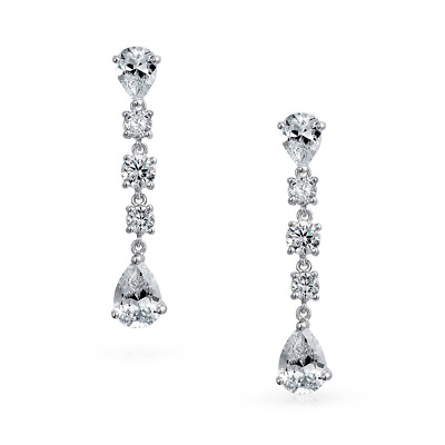 #ad Linear Mix Wedding Prom Dangle Chandelier Earrings Sterling Silver $36.99