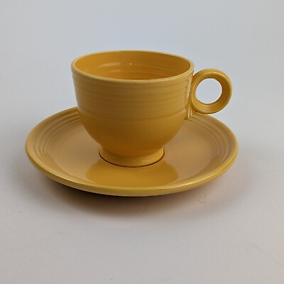 #ad VTG Fiestaware Fiesta Coffee Tea Cup amp; Saucer Yellow Homer Laughlin Lead Free $14.99