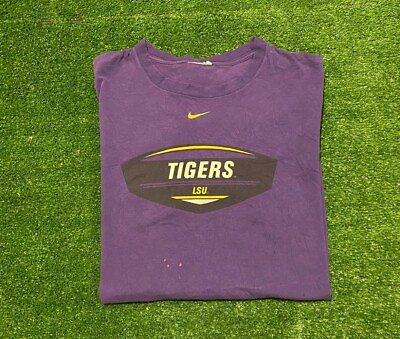 #ad Vintage 1990s Retro Nike LSU Tigers Center Swoosh Diamond t shirt XL purple $26.99