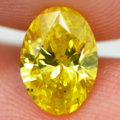 #ad Oval Cut Diamond Fancy Yellow Color 1.21 Carat SI2 Enhanced Loose 5.72X8.00 MM $1375.00
