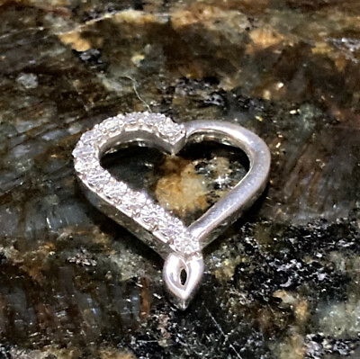 #ad Diamond Sterling Silver 925 Open Heart Pendant $35.00