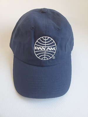#ad PAN AM Baseball Cap Navy Blue White Embroidered Logo Adjustable $21.75