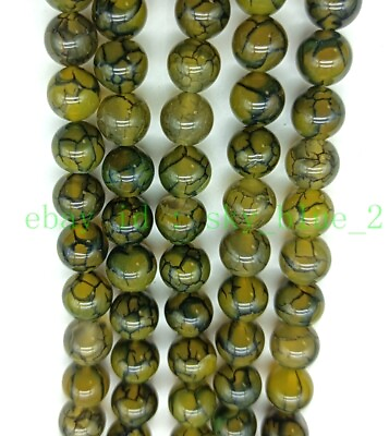 #ad 5 pcs 8mm dragon grain agate round beads gem loose beads 15quot;for jewelry making $14.99