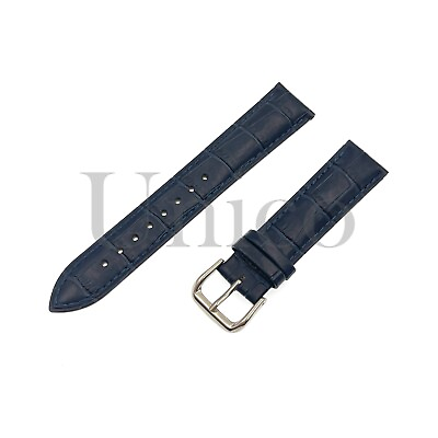 #ad 12 24 MM D Blue Leather Alligator Watch Strap Band amp;Tank Buckle Fits for Omega $12.99