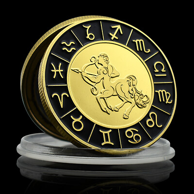 #ad The Zodiac Sagittarius Gold Coin Sun and Moon God Inlaid Diamond Medal Gift AU $8.55