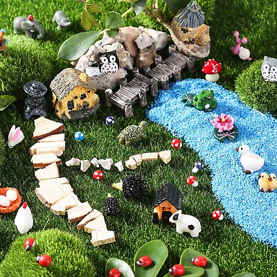 #ad 172Pcs Miniature Fairy Garden Accessories Animal Figurines and Mini Landscapes $15.86