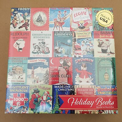 #ad New Unopened 1000 Piece Christmas Books holiday puzzle 19quot; x 26quot; vintage USA $29.97