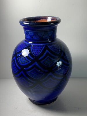 #ad Vintage Berber Ethnic Moroccan Terra Cotta Ceramic Vase 8 in. $63.75
