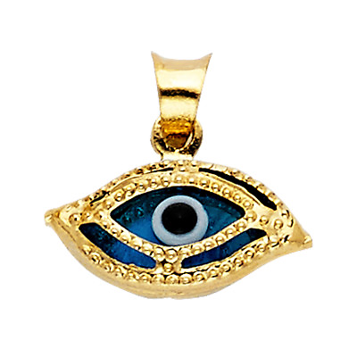 #ad 14K Solid Yellow Gold Evil Eye Pendant For Men Women Evil Eye Pendant $72.84