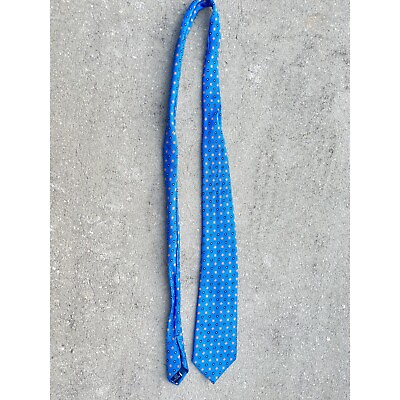 #ad Land#x27;s End Blue Printed Tie Mens EUC $7.00