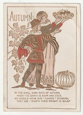 #ad c1880s Autumn Scene Victorian Boot Advertisement Berrysburg PA Trade Card $18.00