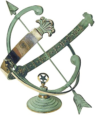#ad Polished Brass 18 Inch Diameter Armillary Sundial $429.00