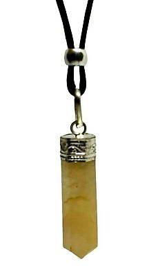 #ad Citrine Crystal Necklace Pendant Stone Gemstone Pencil Bead Cord Genuine Gem Uk $14.47