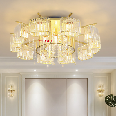 #ad Modern Crystal Living Room Chandelier Luxury Branch Light Flush Mount Fixture $351.78