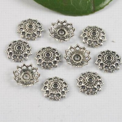 #ad 40 Tibetan silver pattern flower style bead caps h0520 $2.50
