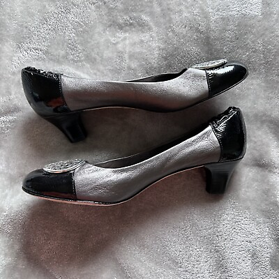 #ad Brighton Women Marci Kitten Heels 8.5M Black Metallic Gray Silver Work Party $47.56