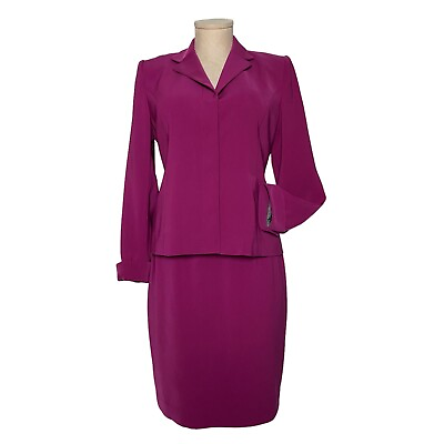 #ad Kasper Women Suit 2 Pc Skirt Concealed Button Jacket Fuchsia Petite 4P $33.24