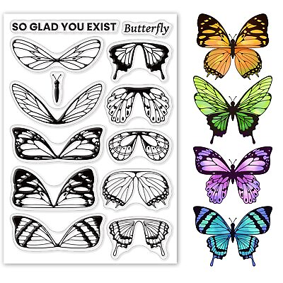 #ad Butterflies Clear Stamps Silicone Transparent Stamps for Card Making Decorati... $13.88