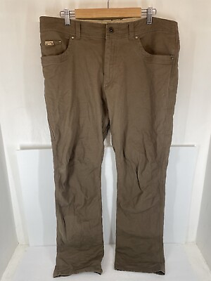 #ad KUHL Kanvus Jeans Mens Pants Brown 38x34 Outdoor Hiking Vintage Patina Dye Cargo $44.00