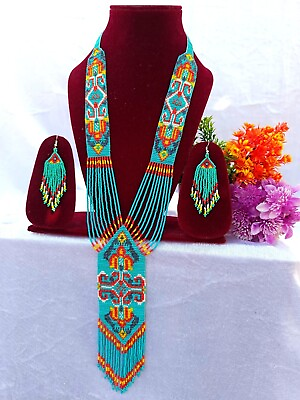 #ad Handmade Necklace Seed Bead Boho American Style Native Beaded Multi Strand $28.47