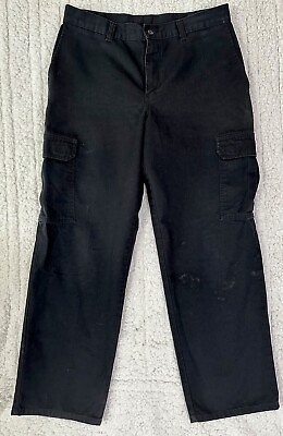 #ad Dickies Flex Cargo Mens Black Pants Regular Straight Fit 32x28 Workwear Comfort $12.98