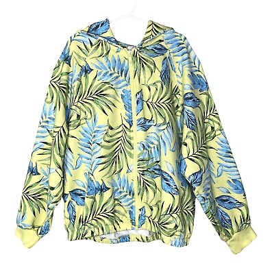 #ad zara kids yellow hawaiian tropical zip up hooded jacket size 11 12 $10.50