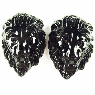 #ad 2Pcs 45x32x15mm Carved Black Agate Lion#x27;s Pendant Bead HA59JY $8.62
