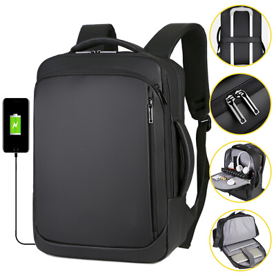 #ad Men Multifunctional 15.6 Inch Laptop Backpack Travel Business USB Notebook Bag $29.44
