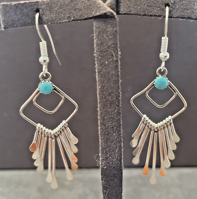 #ad Vintage Native chandelier Sterling Silver Turquoise Dangle Earrings 461.24 $49.99