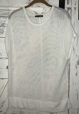 #ad Rag amp; Bone Renee Sleeveless Cap Crew Mesh Knit Sweater in Ivory White Medium $24.00