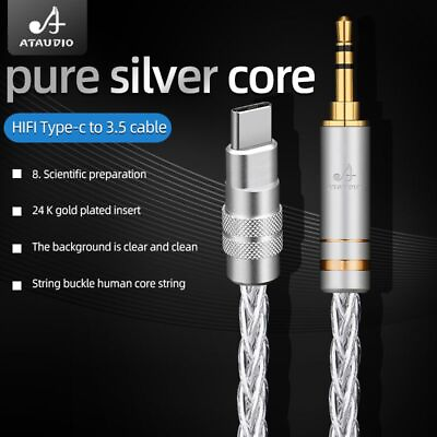 #ad HIFI pure silver Type C To 2.5mm 3.5mm 4.4mm Audio Cable Male To Male 3.5mm AUX $302.50