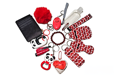 #ad Red Self Defence Keychain Set with Carnelian Crystal Bracelet AU $35.00