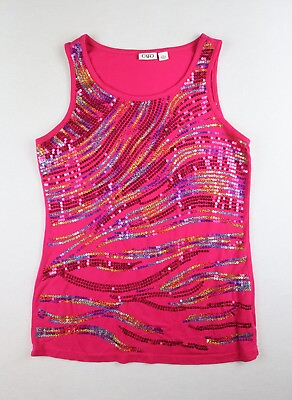 #ad GIRLS PINK RAINBOW SEQUINS TANK TOP CATO SIZE L $5.59