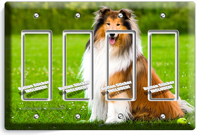 #ad GORGEOUS ROUGH COLLIE DOG 4 GFI LIGHT SWITCH WALL PLATE GROOMING PET SALON DECOR $29.99