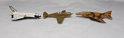 #ad Lot of 3 Vntg Die Cast Airplanes Phantom F 40 P 40 Flying Tiger US Space Shuttle $12.99